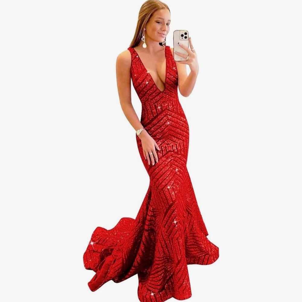 Gorgeous Maxi dress size XL red glitter